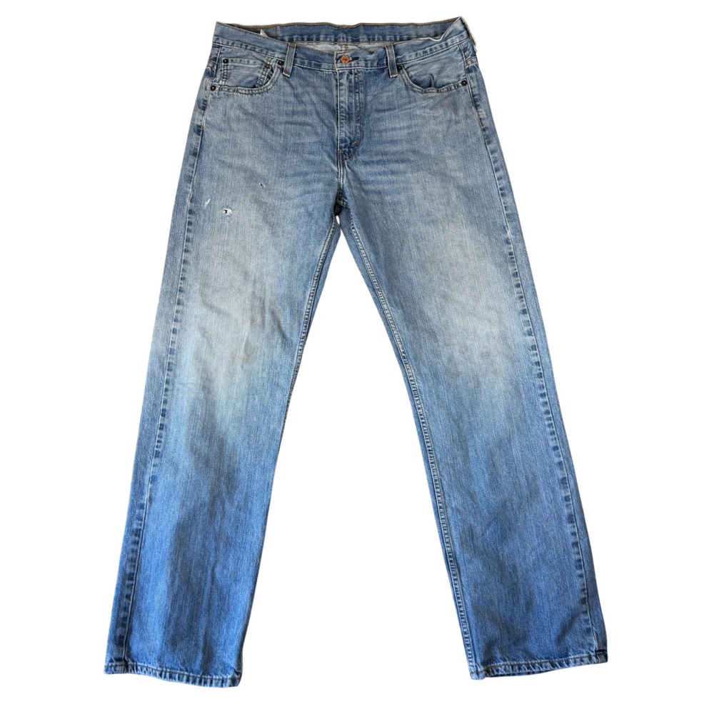 Levis 569 Loose Straight Leg Jeans Mens 36x36 Light Wash Blue Denim Distressed